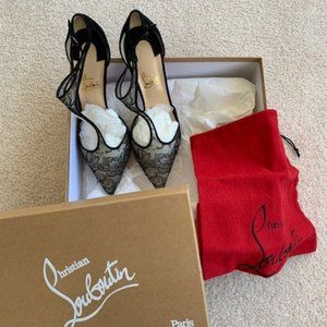Black Chantilly Lace Louboutin Shoes